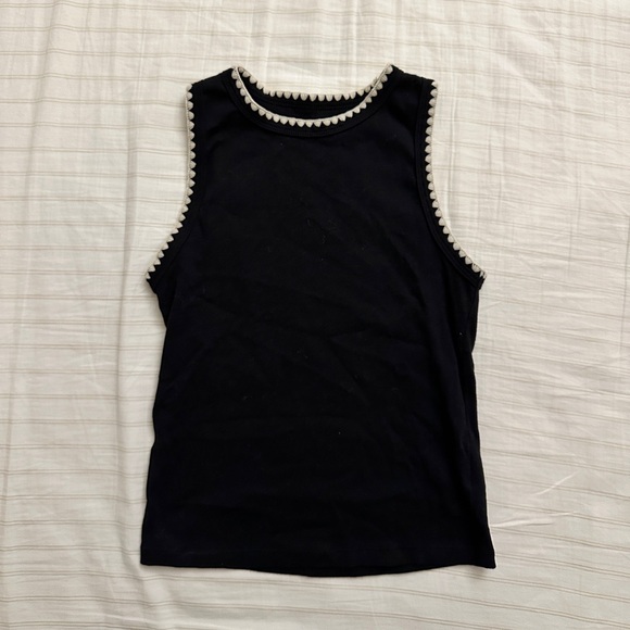 Old Navy High-Neck Crop Tank Top - Black Embroidered - Picture 4 of 5